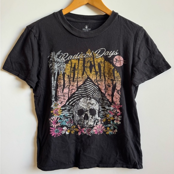 Volcom Black Graphic Tee with Multicolor Design - Picture 1 of 10